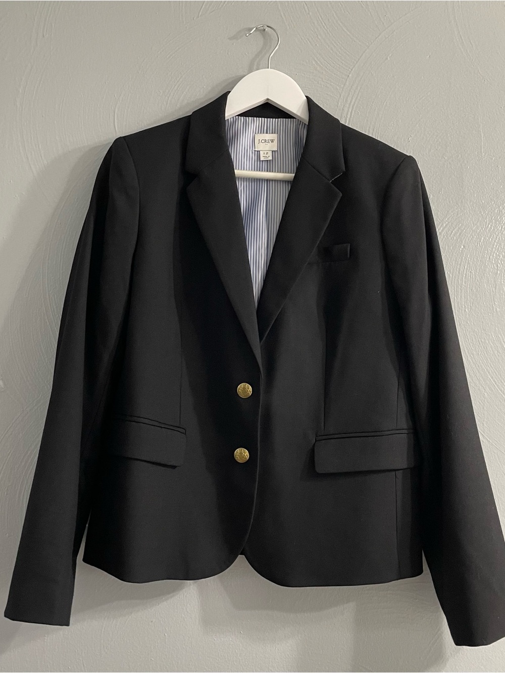 JCrew Original Schoolboy Blazer gold buttons black size 12 preppy office# AZ565 - Picture 7 of 14